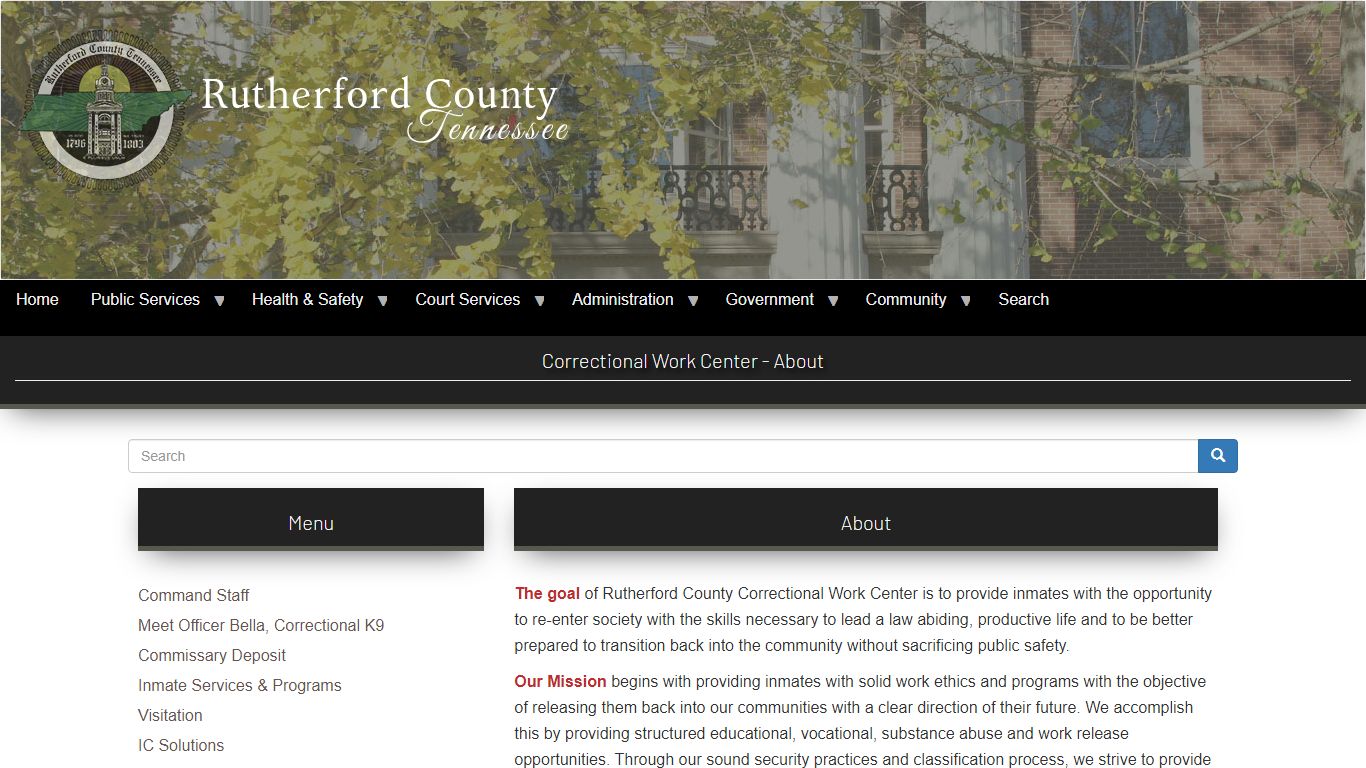 Correctional Work Center - About | Rutherford County, TN