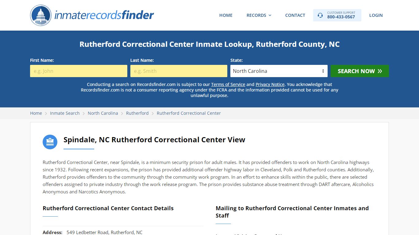 Rutherford Correctional Center Roster & Inmate Search ...