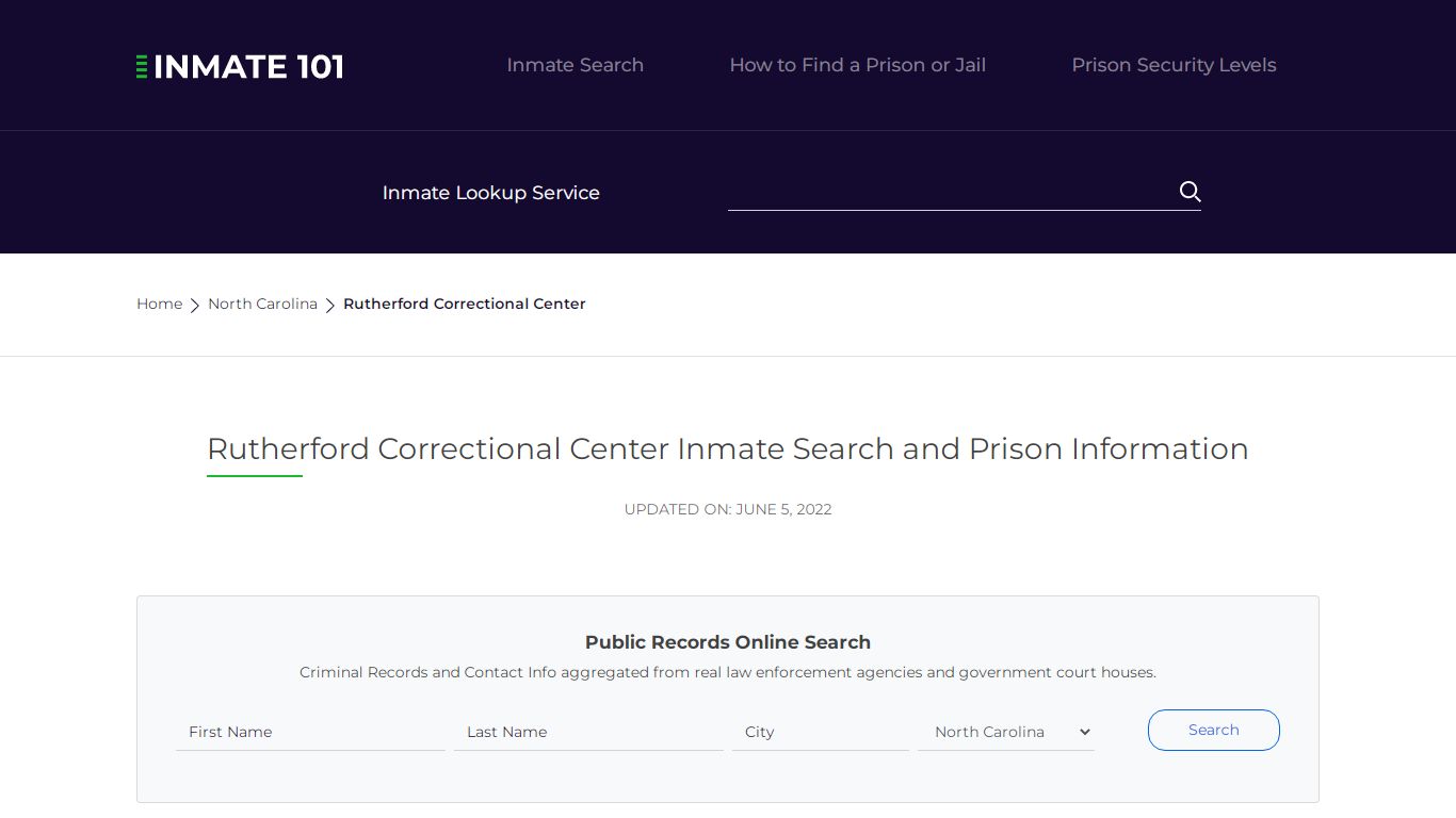 Rutherford Correctional Center Inmate Search, Visitation ...